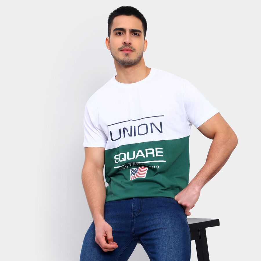Men's 100% Cotton T-Shirt, गहरा हरा, large image number null